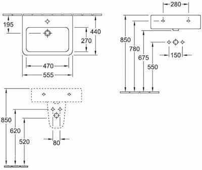 Раковина Villeroy&Boch Tube 51365501 Раковина Villeroy&Boch Tube 51365501