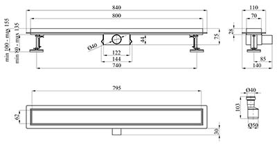 трап под плитку нержавеющая сталь чертеж трап под плитку нержавеющая сталь чертеж