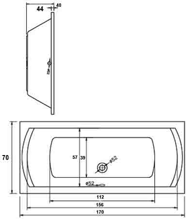 Koller Pool Stela 170 см ванна акриловая чертеж Koller Pool Stela 170 см ванна акриловая чертеж