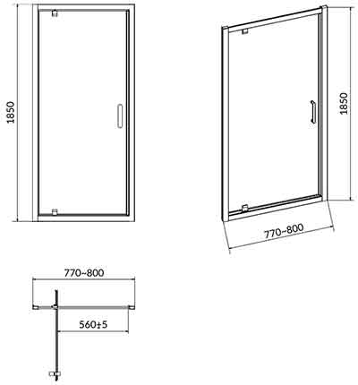 душевые двери 80 см Cersanit S158-001